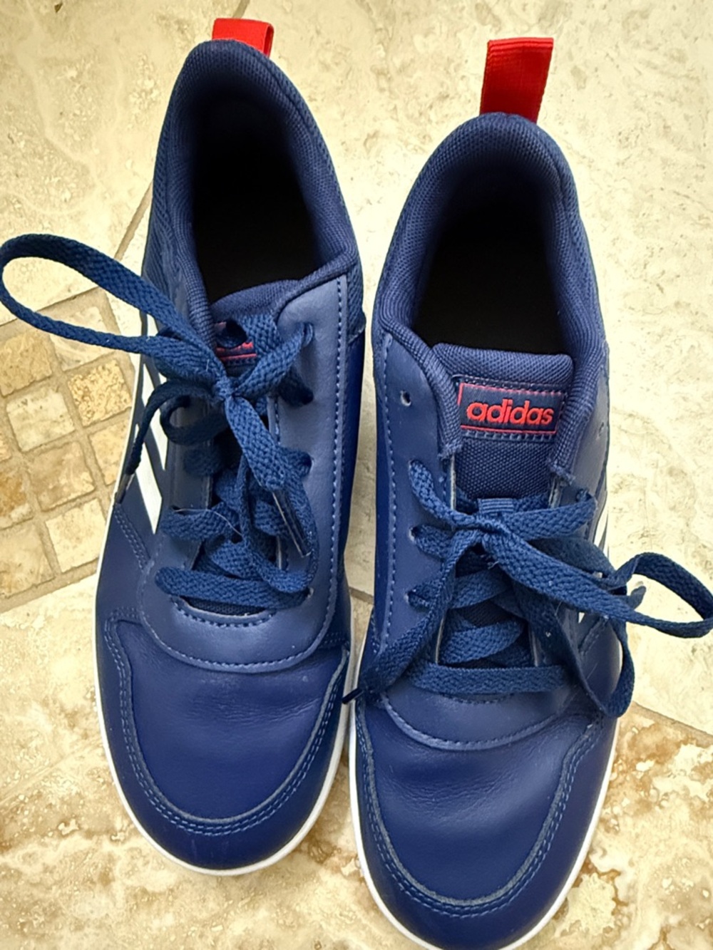 adidas Navy Blue Sneakers with Red Heel Tabs